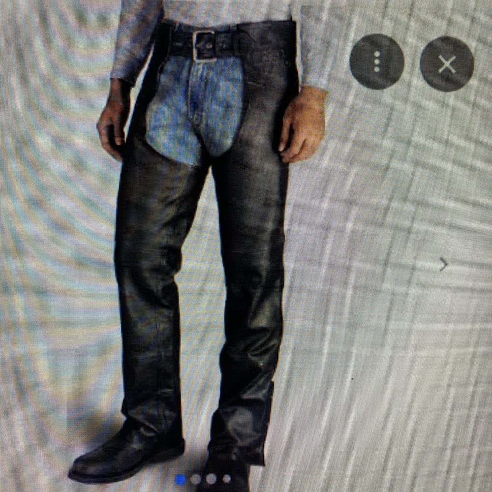 Harley Davidson Men’s leather Chaps size 3x”! Mint condition! Zipper and snaps!